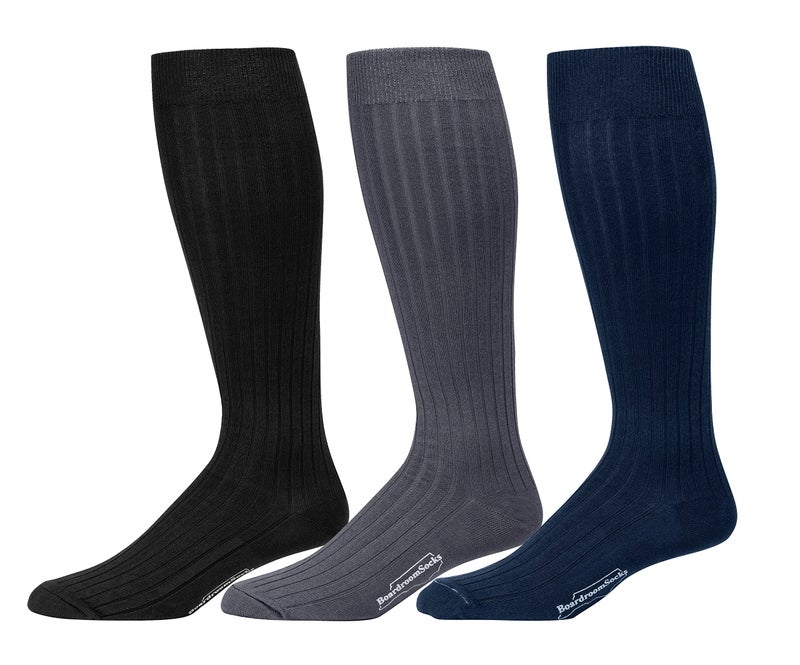 BoardroomSocks Cotton Knee High Dress Socks for Men - Classic Over the Calf Olive Socks - Image 1